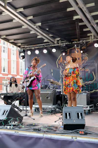 a group of women on a stage